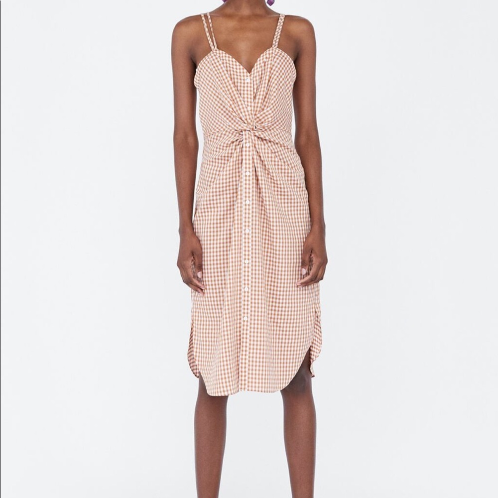 ZARA checkered dress with knot detail